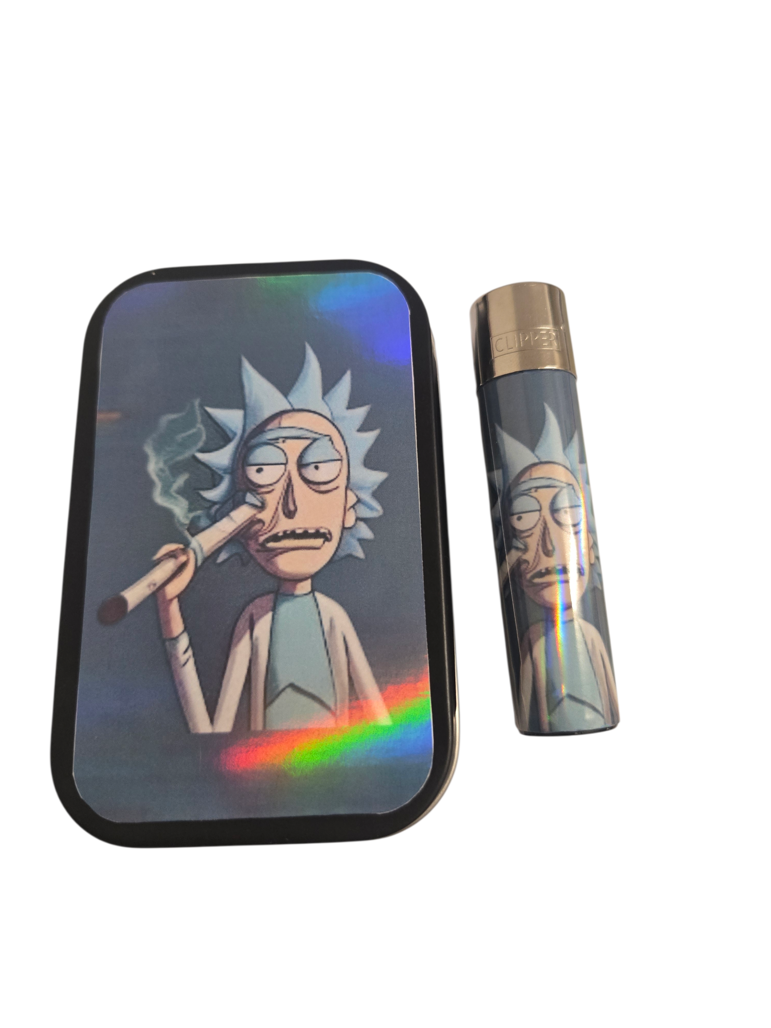 Gift set 2 piece personalised Clipper Lighter and matching tobacco tin