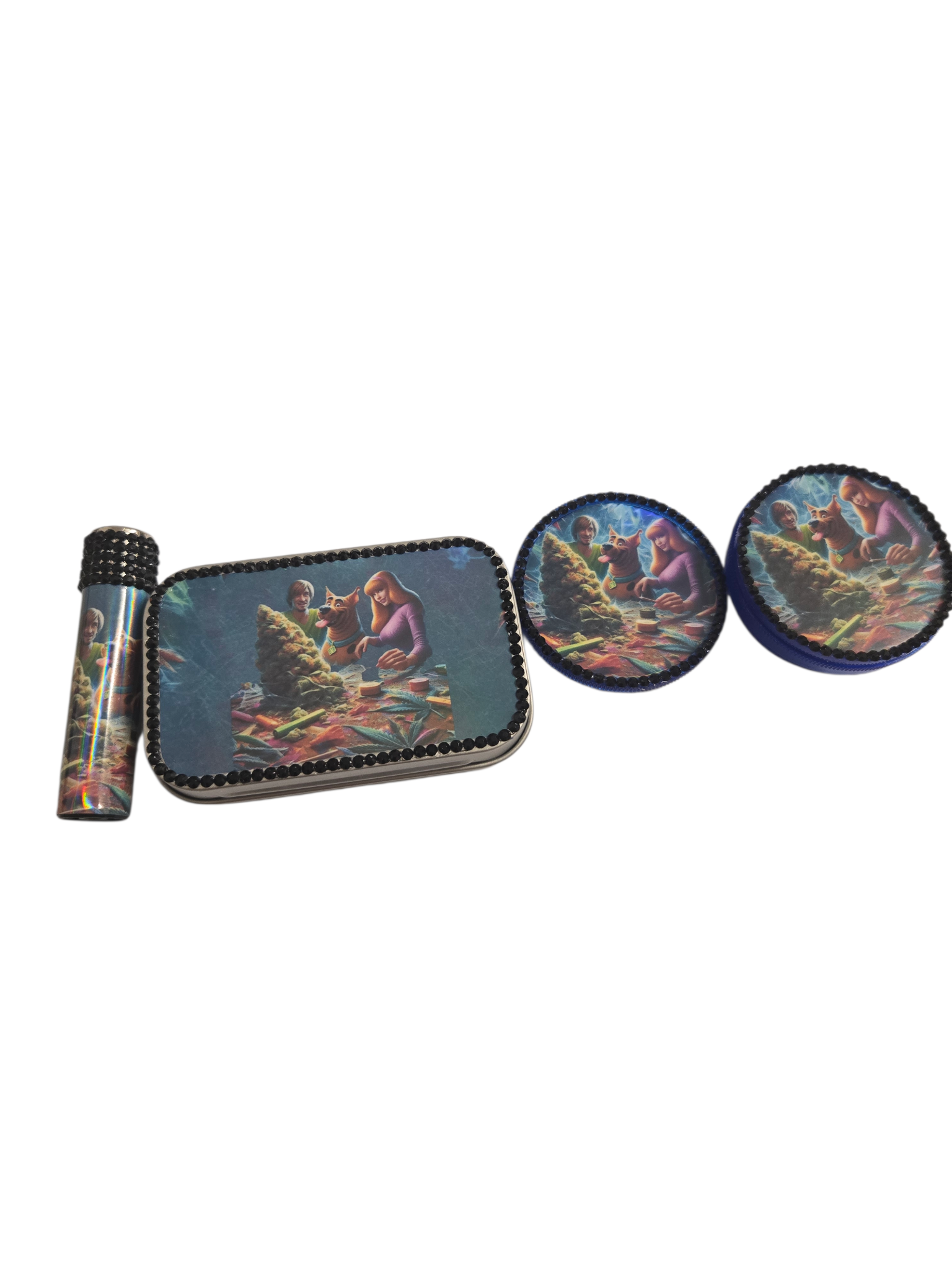 Gift set 3 piece personalised Clipper lighter, tobacco tin and Grinder (Copy)