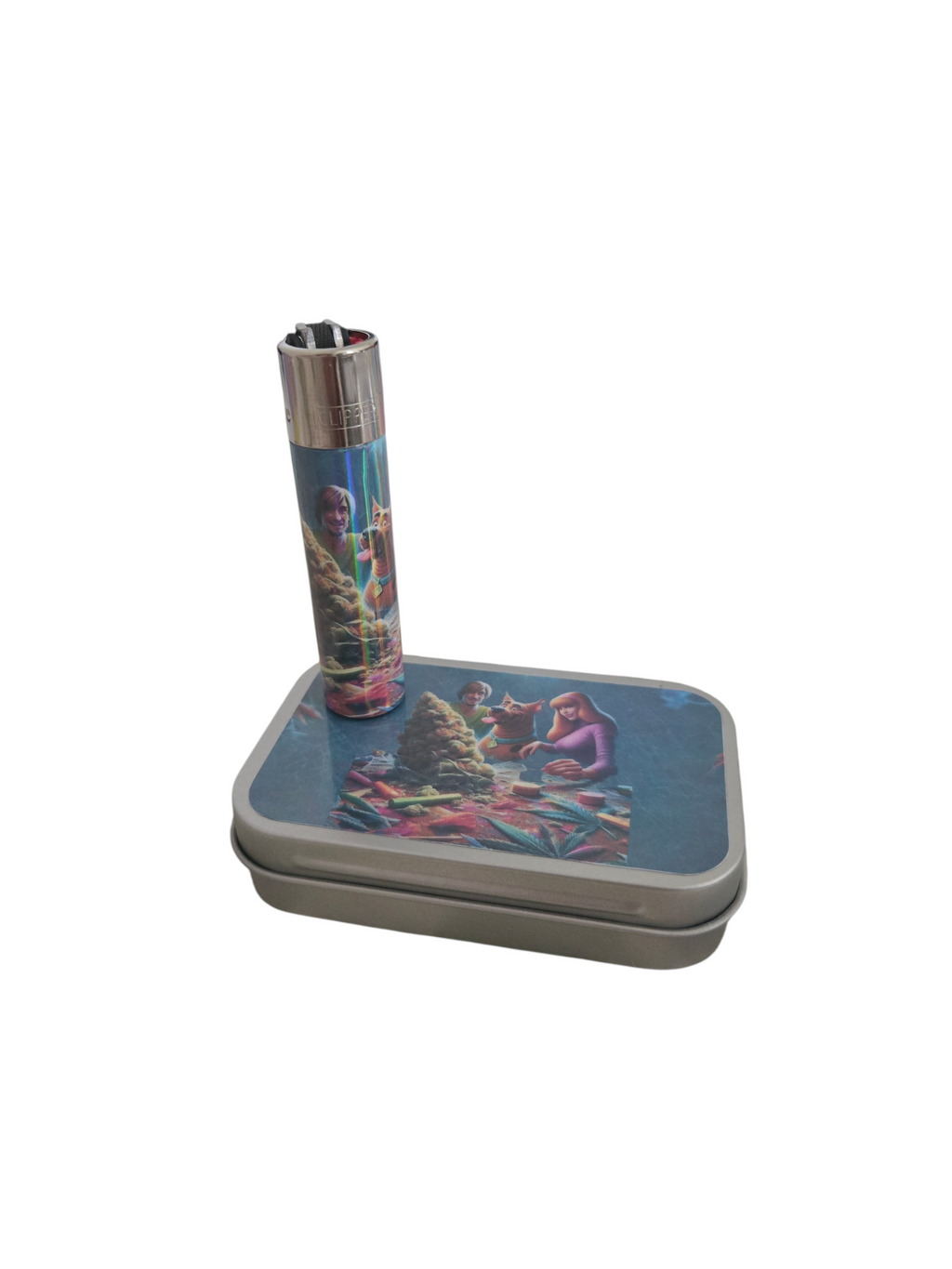 Gift set 2 piece personalised Clipper Lighter and matching tobacco tin (Copy)