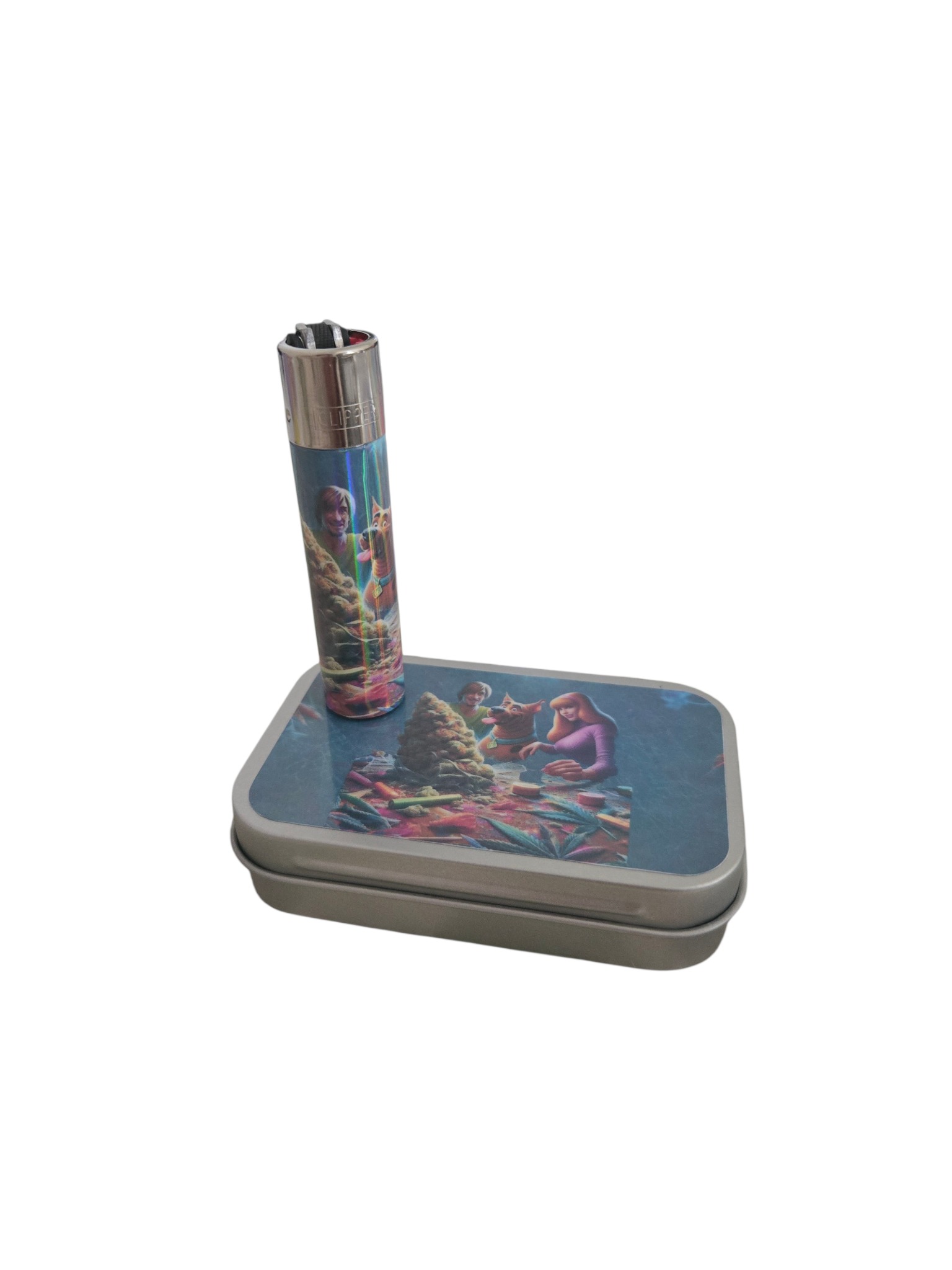 Gift set 2 piece personalised Clipper Lighter and matching tobacco tin (Copy)
