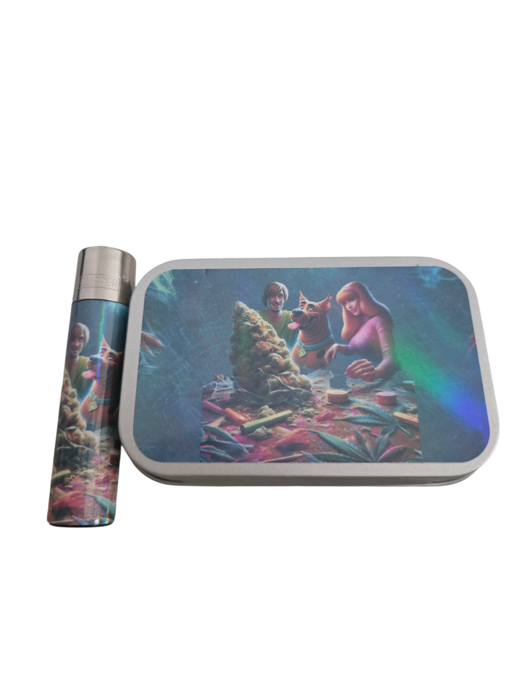 Gift set 2 piece personalised Clipper Lighter and matching tobacco tin (Copy)
