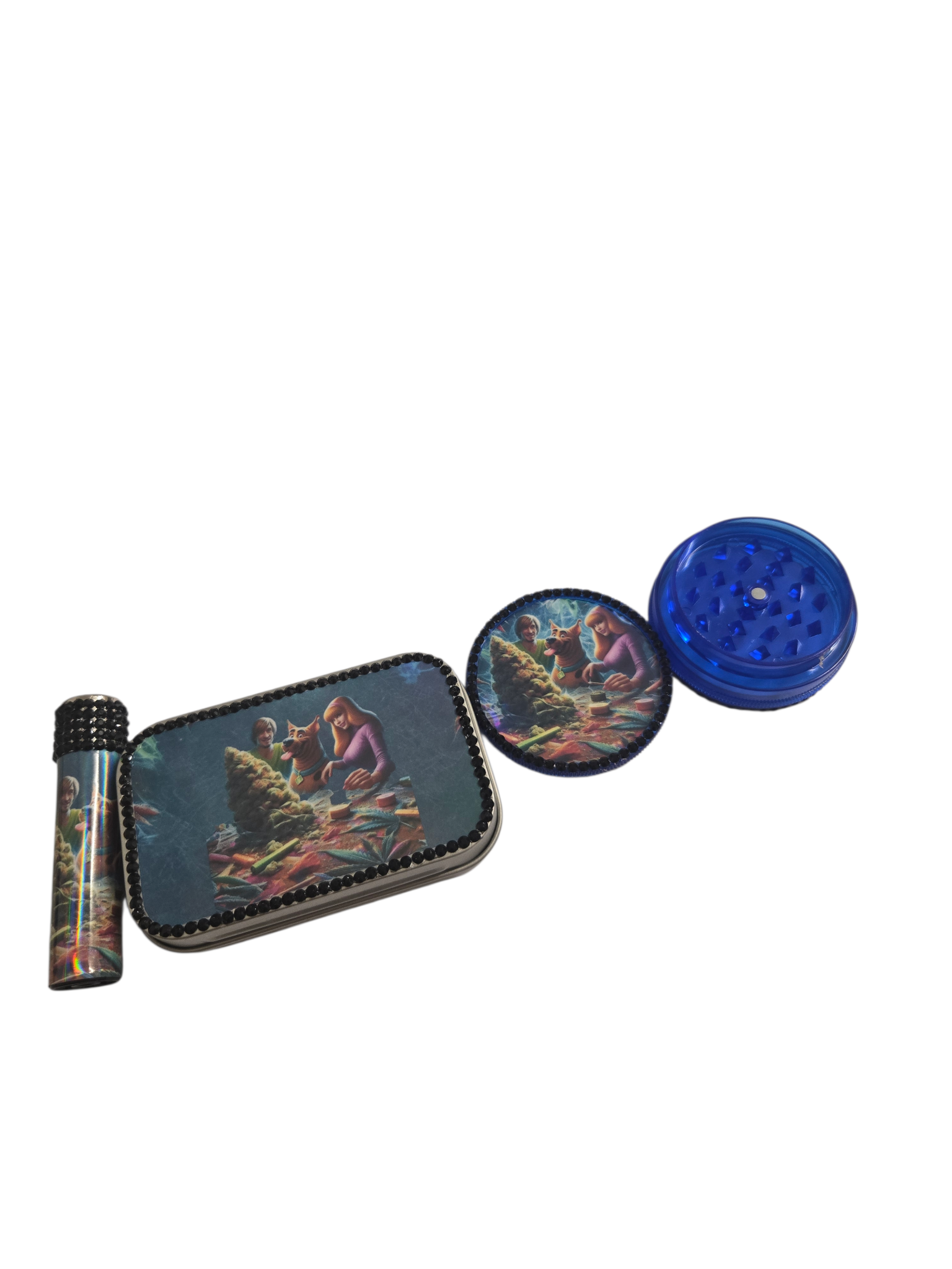 Gift set 3 piece personalised Clipper lighter, tobacco tin and Grinder (Copy)